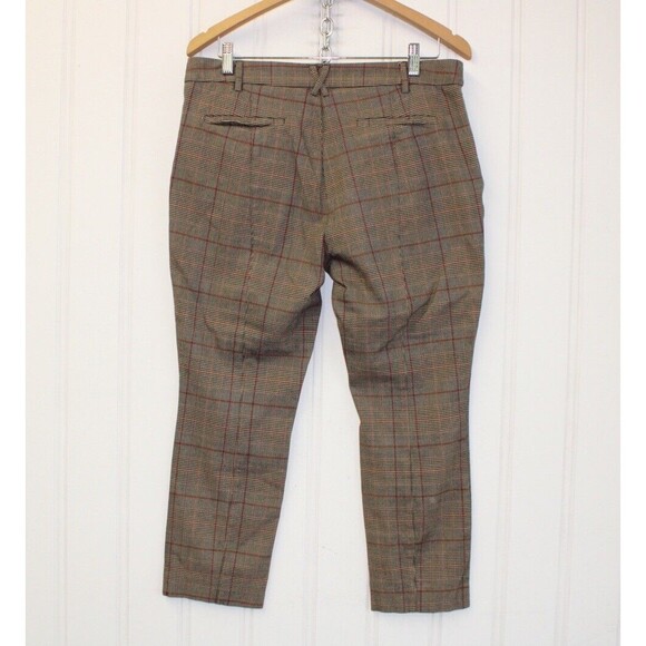 Anthropologie The Essential Slim Crop Pants Check Plaid Chino Office Size 12 - Picture 8 of 11